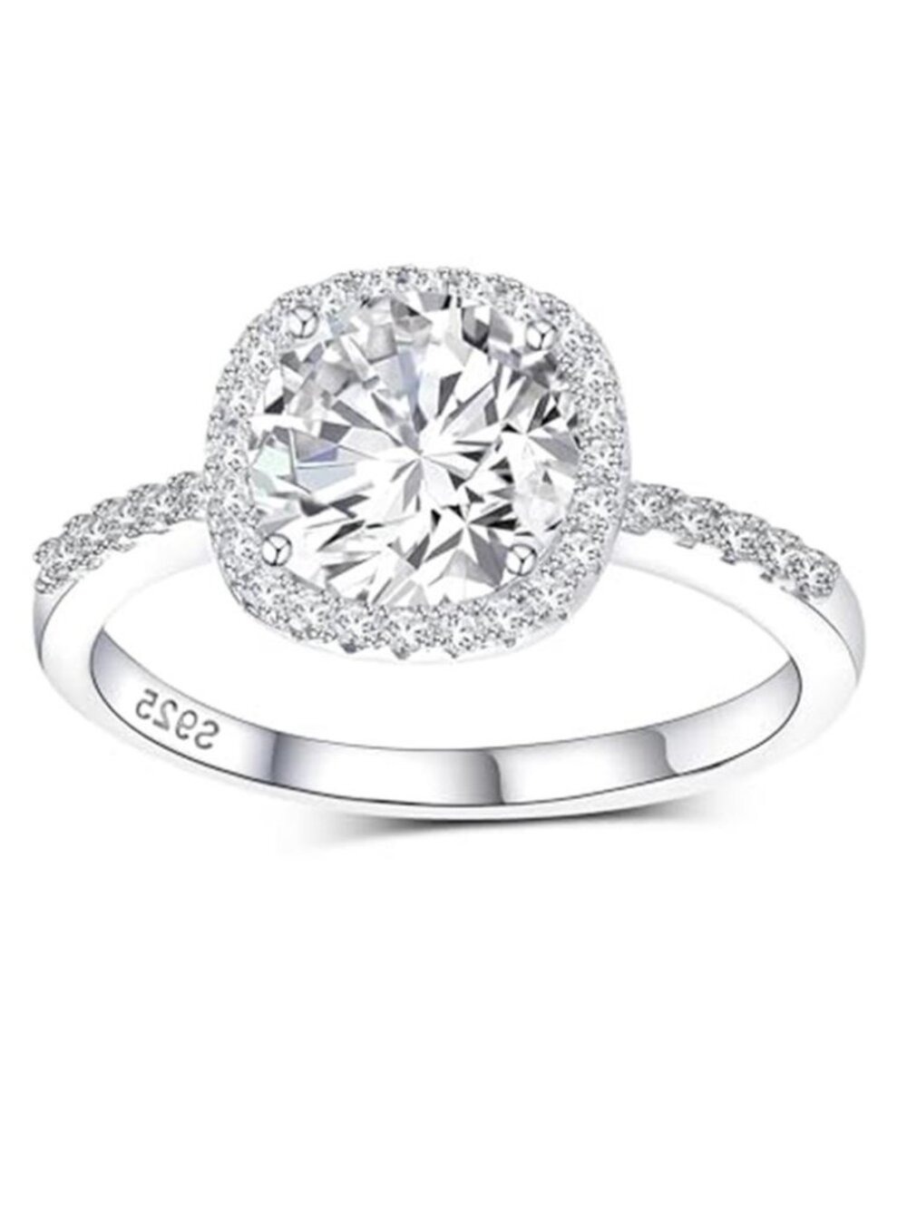 925 Sterling Silver Cubic Zirconia Rings for Women Men 18K White Gold